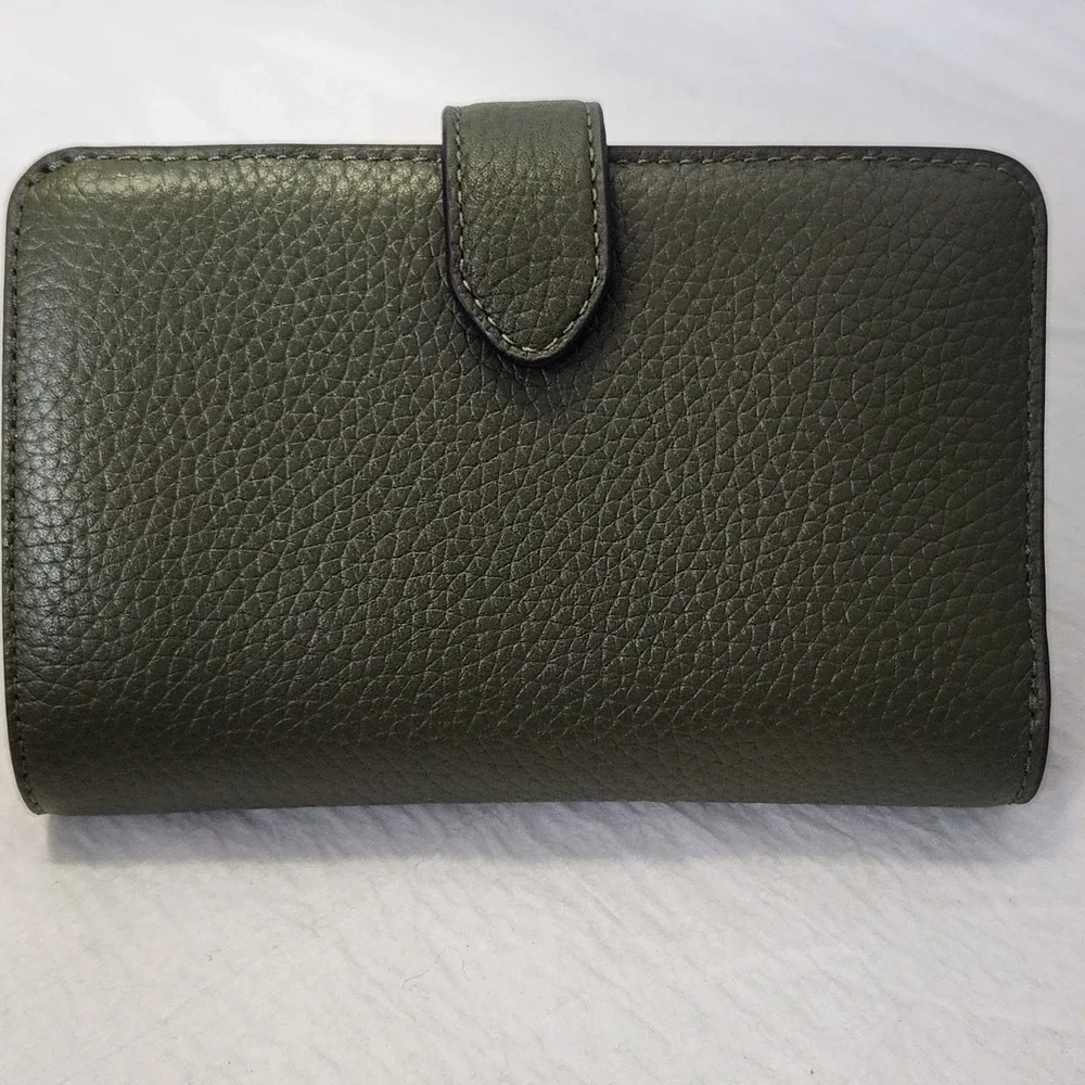 New $199 Kate Spade Lena Medium Compact Bifold Wallet Leather Enchanted Green 💚